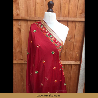 The Rich Merlot Phulkari Dupatta - Phulkari Dupatta