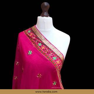 The Gulabi Star Phulkari Dupatta - Phulkari Dupatta