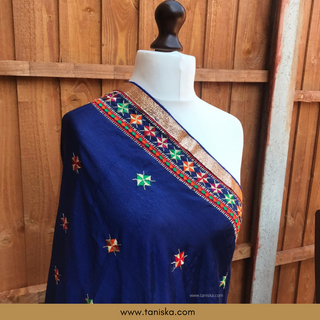 The Sapphire Sky Phulkari Dupatta - Phulkari Dupatta