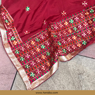 The Rich Merlot Phulkari Dupatta - Phulkari Dupatta