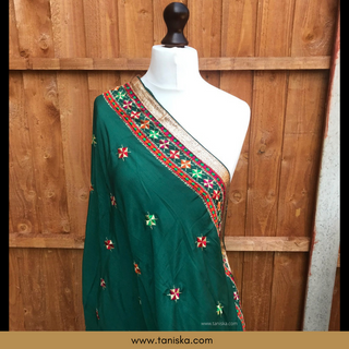 The Royal Emerald Phulkari Dupatta - Phulkari Dupatta