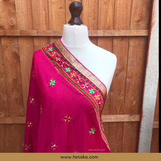 The Gulabi Star Phulkari Dupatta - Phulkari Dupatta