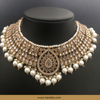 Golden 2 Traditional Necklace Set - Antique Gold - Necklace Set