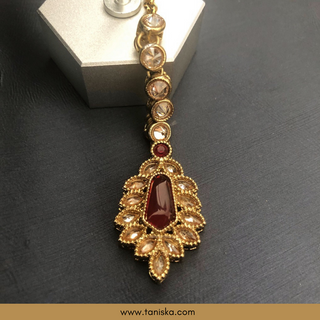 Ruby Traditional Necklace Set - Antique Gold - Necklace Set