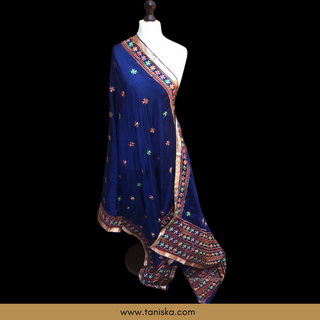 The Sapphire Sky Phulkari Dupatta - Phulkari Dupatta