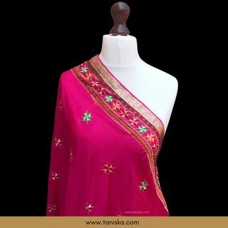 The Gulabi Star Phulkari Dupatta - Phulkari Dupatta