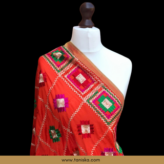 The Sunset Blaze Phulkari Dupatta - Phulkari Dupatta