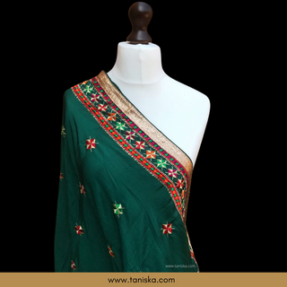 The Royal Emerald Phulkari Dupatta - Phulkari Dupatta