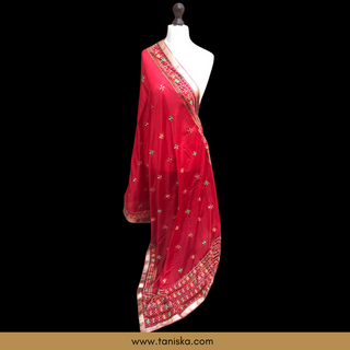 The Rich Merlot Phulkari Dupatta - Phulkari Dupatta