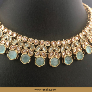 Sea Mint Traditional Necklace Set - Antique Gold - Necklace Set