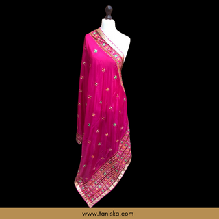 The Gulabi Star Phulkari Dupatta - Phulkari Dupatta