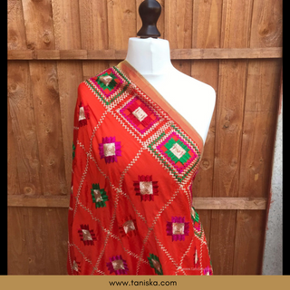 The Sunset Blaze Phulkari Dupatta - Phulkari Dupatta