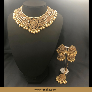 Golden 1 Traditional Necklace Set - Antique Gold - Necklace Set