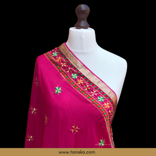 The Gulabi Star Phulkari Dupatta - Phulkari Dupatta