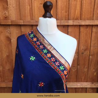 The Sapphire Sky Phulkari Dupatta - Phulkari Dupatta