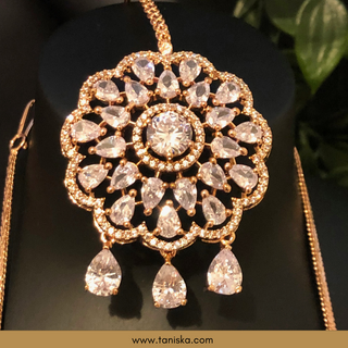 American Diamond Style Necklace Set - Rose Gold - Necklace Set