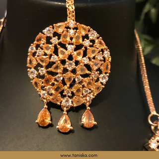 American Diamond Style Necklace Set - Rose Gold - Necklace Set