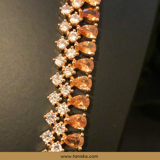 American Diamond Style Necklace Set - Rose Gold - Necklace Set