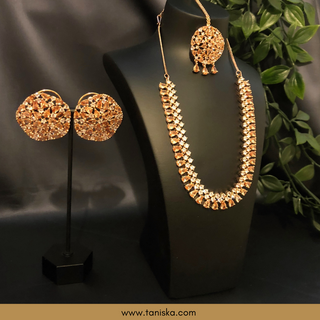 American Diamond Style Necklace Set - Rose Gold - Necklace Set