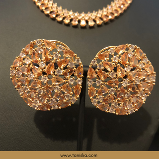 American Diamond Style Necklace Set - Rose Gold - Necklace Set