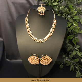 American Diamond Style Necklace Set - Rose Gold - Necklace Set
