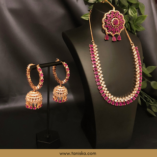 American Diamond Style Necklace Set - Rose Gold (Limited Edition) - Necklace Set