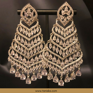 American Diamond Style Necklace Set - Silver - Necklace Set