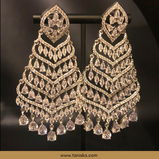 American Diamond Style Necklace Set - Silver - Necklace Set