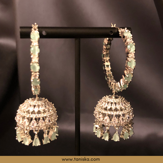 American Diamond Style Necklace Set - Silver/Mint - Necklace Set