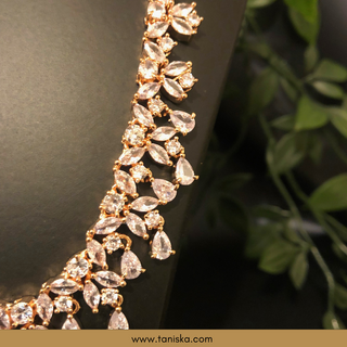 American Diamond Style Necklace Set - Rose Gold - Necklace Set