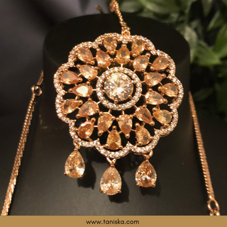 American Diamond Style Necklace Set - Rose Gold - Necklace Set