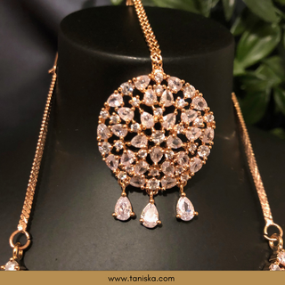 American Diamond Style Necklace Set - Rose Gold - Necklace Set