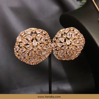 American Diamond Style Necklace Set - Rose Gold - Necklace Set
