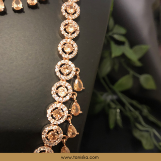 American Diamond Style Necklace Set - Rose Gold - Necklace Set