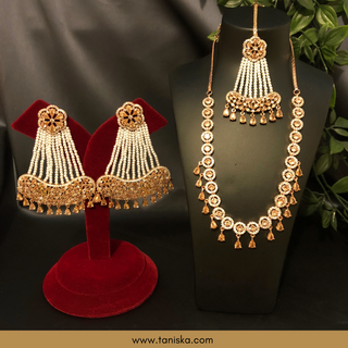 American Diamond Style Necklace Set - Rose Gold - Necklace Set