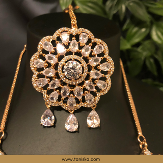 American Diamond Style Necklace Set - Rose Gold - Necklace Set