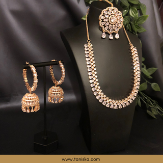American Diamond Style Necklace Set - Rose Gold - Necklace Set