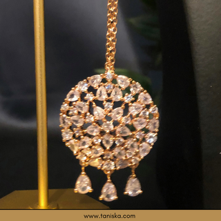 American Diamond Style Necklace Set - Rose Gold - Necklace Set