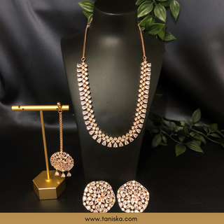 American Diamond Style Necklace Set - Rose Gold - Necklace Set