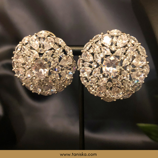 American Diamond Style Necklace Set - Silver - Necklace Set