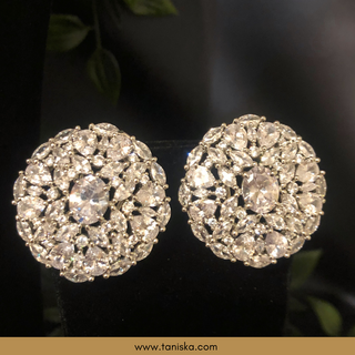 American Diamond Style Necklace Set - Silver - Necklace Set