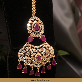 American Diamond Style Necklace Set - Rose Gold / Hot Pink (Limited Edition) - Necklace Set