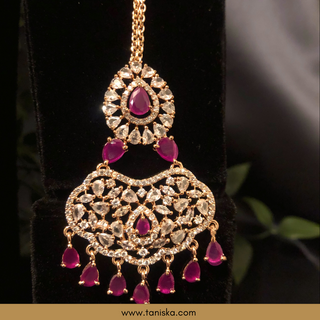 American Diamond Style Necklace Set - Rose Gold / Hot Pink (Limited Edition) - Necklace Set