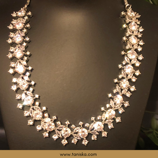 American Diamond Style Necklace (Necklace ONLY) - Silver - Necklace Set