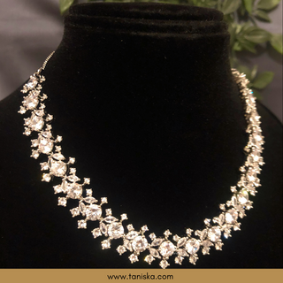 American Diamond Style Necklace (Necklace ONLY) - Silver - Necklace Set
