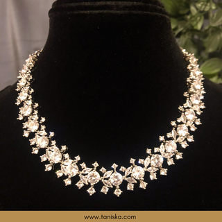 American Diamond Style Necklace (Necklace ONLY) - Silver - Necklace Set