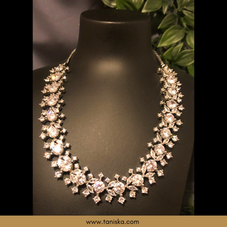 American Diamond Style Necklace (Necklace ONLY) - Silver - Necklace Set