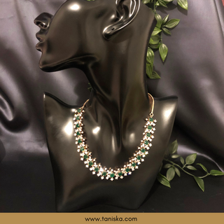 American Diamond Style Necklace (Necklace ONLY) - Rose Gold / Emerald Green - Necklace Set