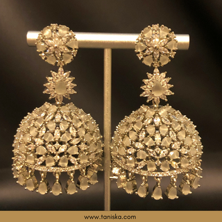 NO TIKA American Diamond Style Earring & Tikka Set - Silver/White