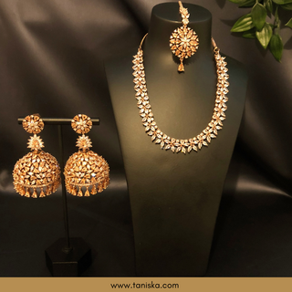 American Diamond Style Necklace Set - Rose Gold - Necklace Set